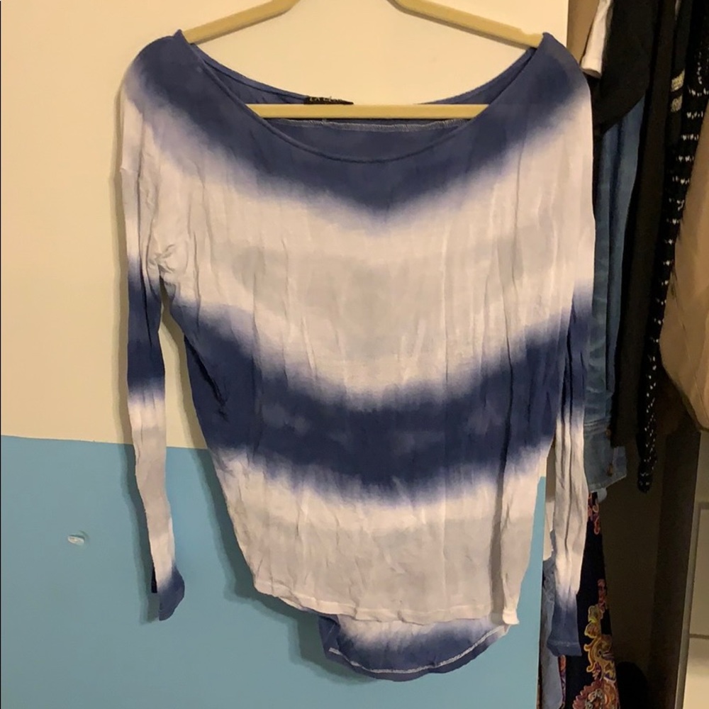 Blue and gray tie-dye long sleeve